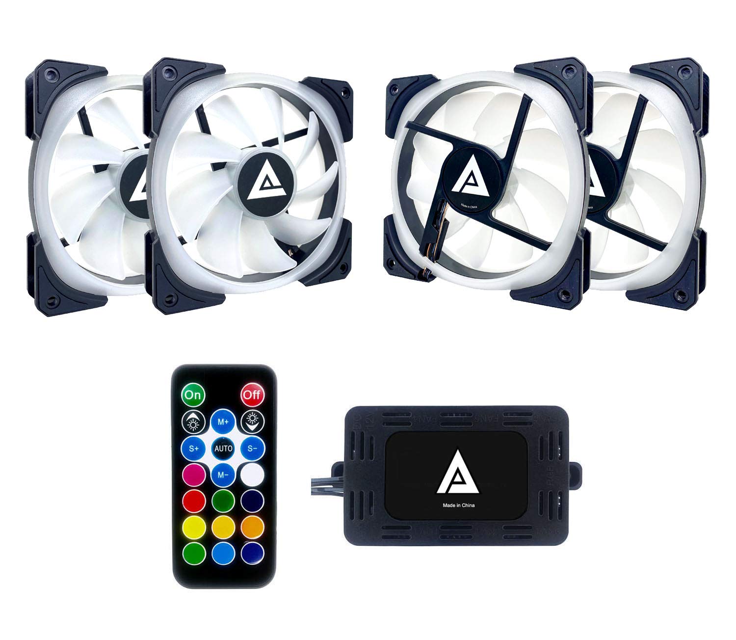 Apevia LP412L-RGB Lunar Pro 120mm Silent Dual-Ring RGB Color Changing LED Fan for Gaming with Remote Control