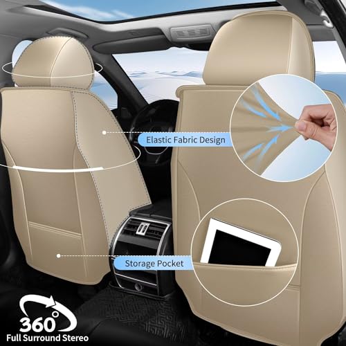 Car Seat Covers Full Set Fit for Subaru Outback 2010-2024 Breathable and Waterproof Faux Leather Anti-Slip Automotive 5 Seat Covers with Airbag