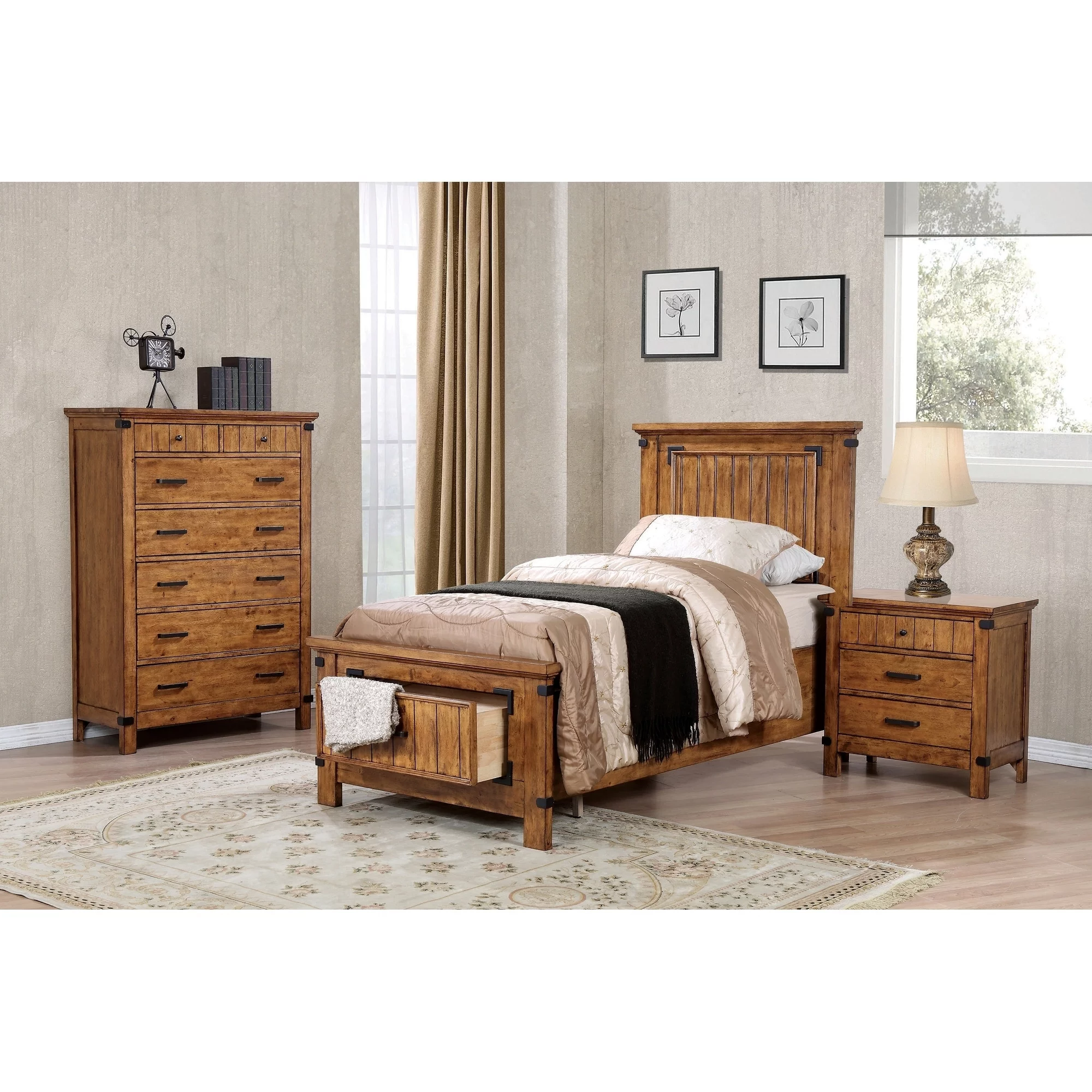 Coaster  Furniture Brenner Rustic Honey 5-piece Storage Bedroom Set Queen