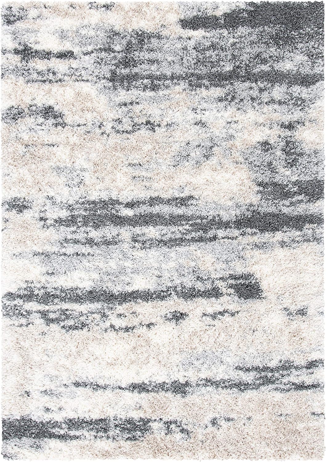SAFAVIEH Fontana Shag Collection Area Rug - 8' x 10', Grey & Ivory, Modern Design, Non-Shedding & Easy Care