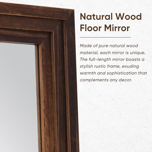 Full Length Mirror, 71"×32" Wooden Mirror Full Length with Stand Wood Floor Mirror, Oversized Stand Up Mirrors Large Wall Mirrors