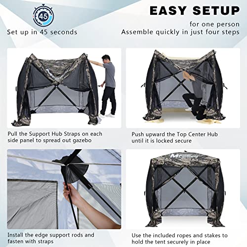 MASTERCANOPY 12x12FT Pop Up Gazebo Screen Tent - Instant Screen House with Netting, Quick Set, Outdoor Canopy Shelter with Carry Bag for Camping