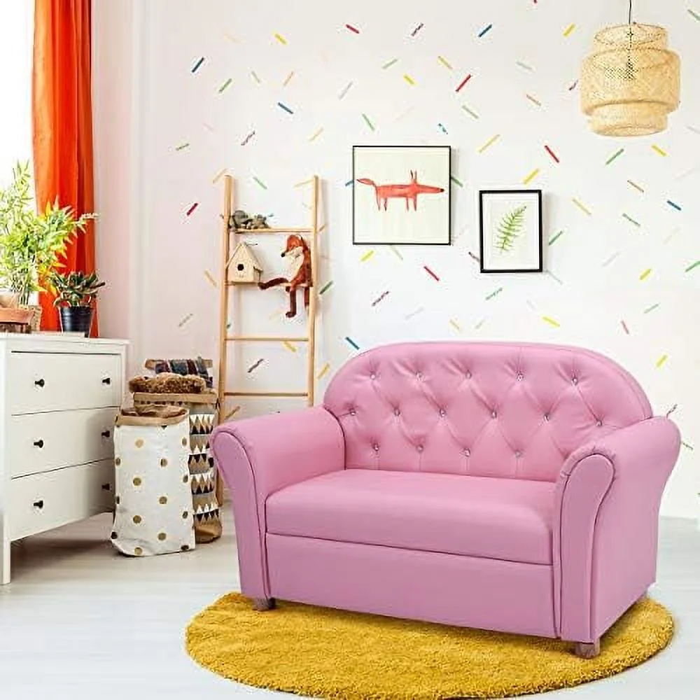 HOOMHIBIU Sofa  PU Leather Upholstered  Sturdy Wood Construction  Armrest Chair for Preschool Children Sofas  37''x17''x22.5''