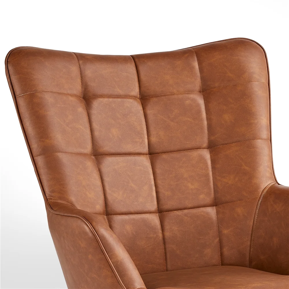Easyfashion Contemporary Faux Leather Chair, Brown