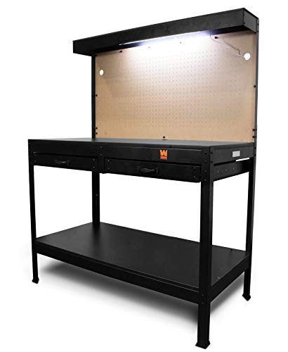 WEN WB4723T 48-Inch Workbench with Power Outlets and Light, Black - Radiant Selections