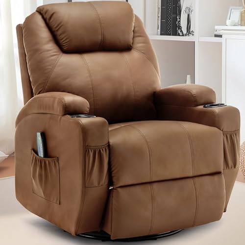 Recliner Chair, Rocking Chair with Massage and Heat, 360° Swivel Recliner Chairs for Adults