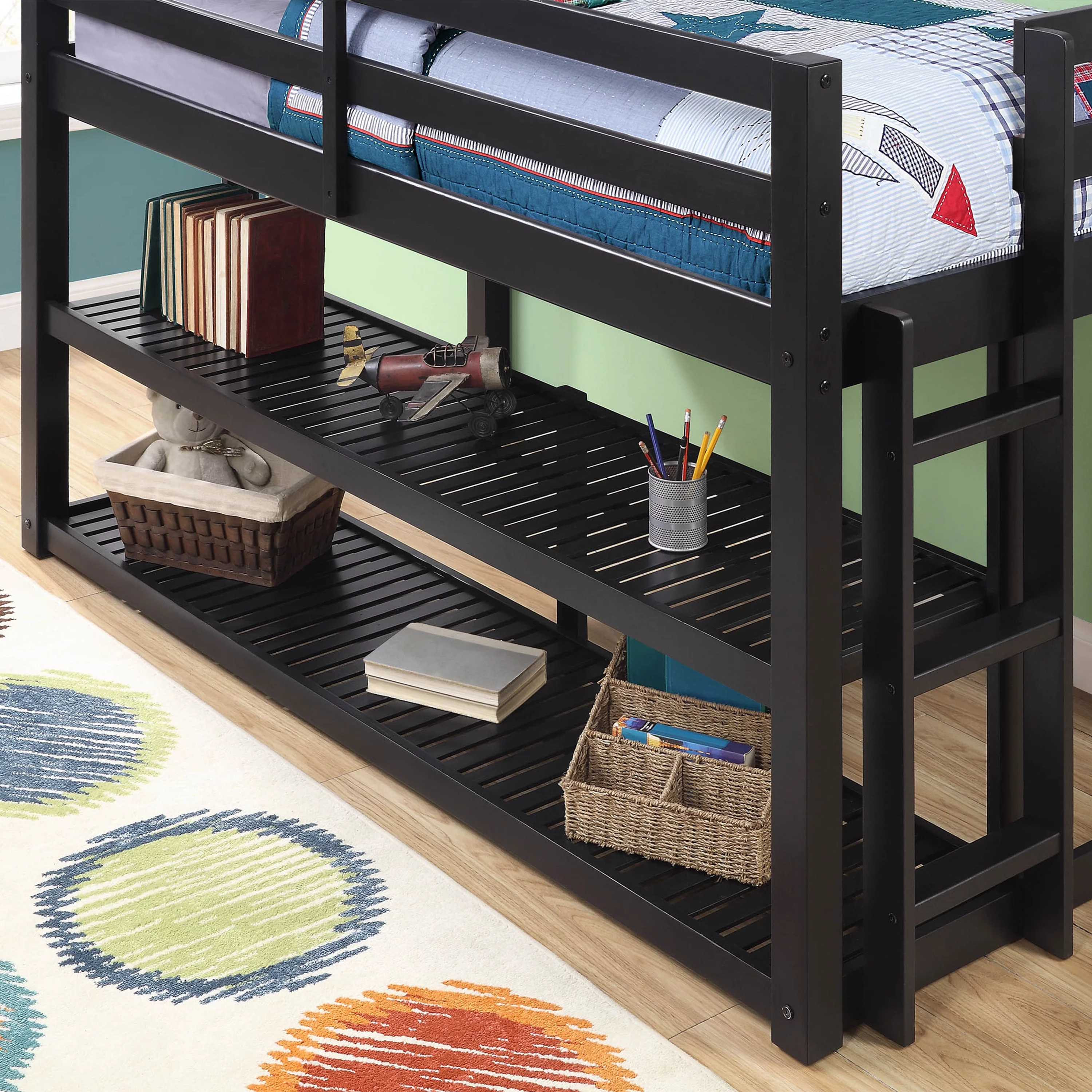 Better Homes and Gardens Greer Twin Loft Storage Bed, Black