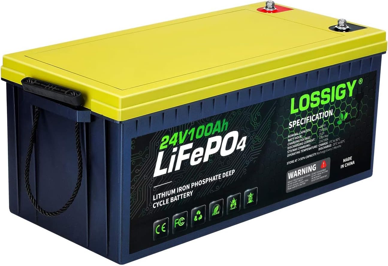 LOSSIGY LiFePO4 Battery 12V 200Ah Deep Cycle Lithium Ion Battery, Built-in 100A BMS, 4000+ Cycles, 280Amp Max, Perfectly replace all RV