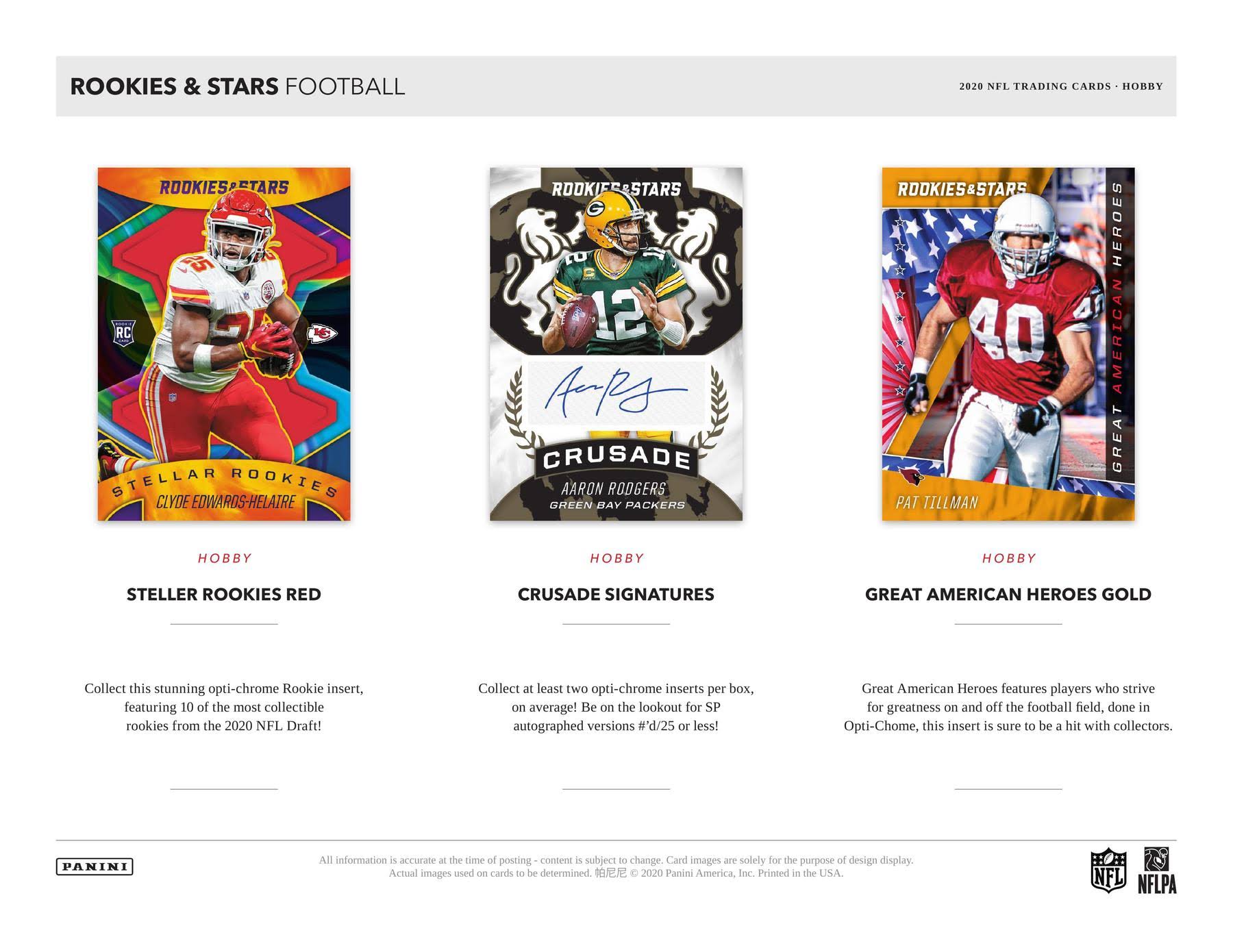 NFL Panini 2020 Rookies u0026 Stars Football Trading Card Hobby Pack