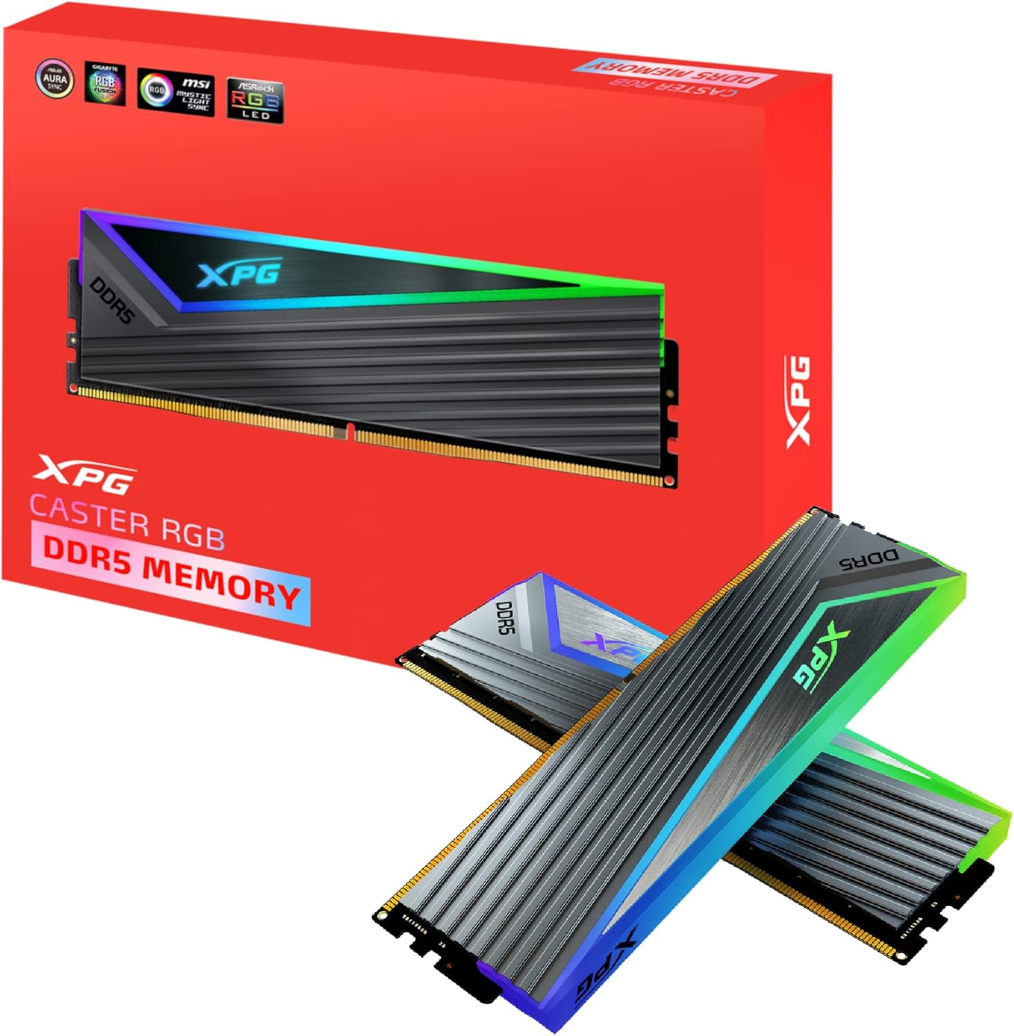 XPG Caster RGB DDR5 6000MHz 32GB (2x16GB) CL40-40-40 PCS-48000 UDIMM 288-Pins Desktop SDRAM Memory RAM Kit (AX5U6000C4016G-DCCARGY)
