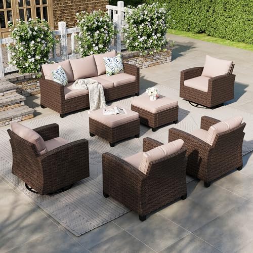 HERA'S HOUSE Patio Furniture Set with 56" Fire Pit Table, Outdoor Patio Conversation Sets