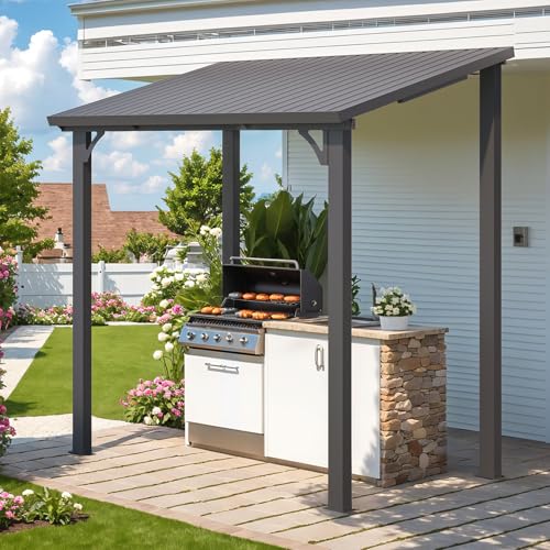 AECOJOY 10&rsquo; x 10&rsquo; Gazebo, Wall Mounted Gazebos Pergola on Clearance, Outdoor Patio Lean to Gazebo Awnings for Deck, Porch