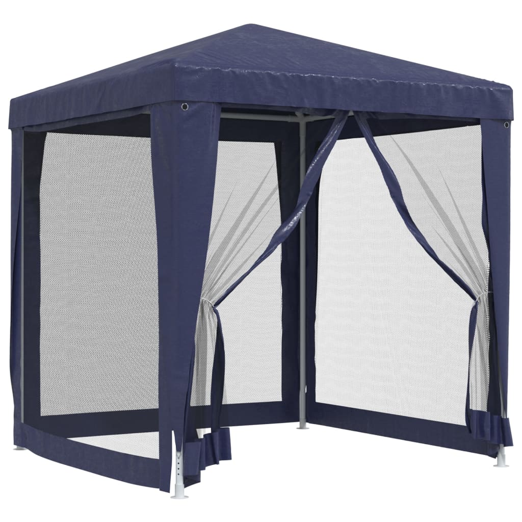 Gecheer Party Tent with 4 Mesh Sidewalls Blue 6.6'x6.6' HDPE