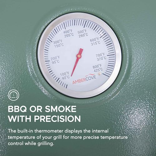 Sunjoy Charcoal Grill 20-Inch Kamado Grill with Pizza Stone, Ultimate Outdoor BBQ Egg Grill and Smoker with Wheels, Navy
