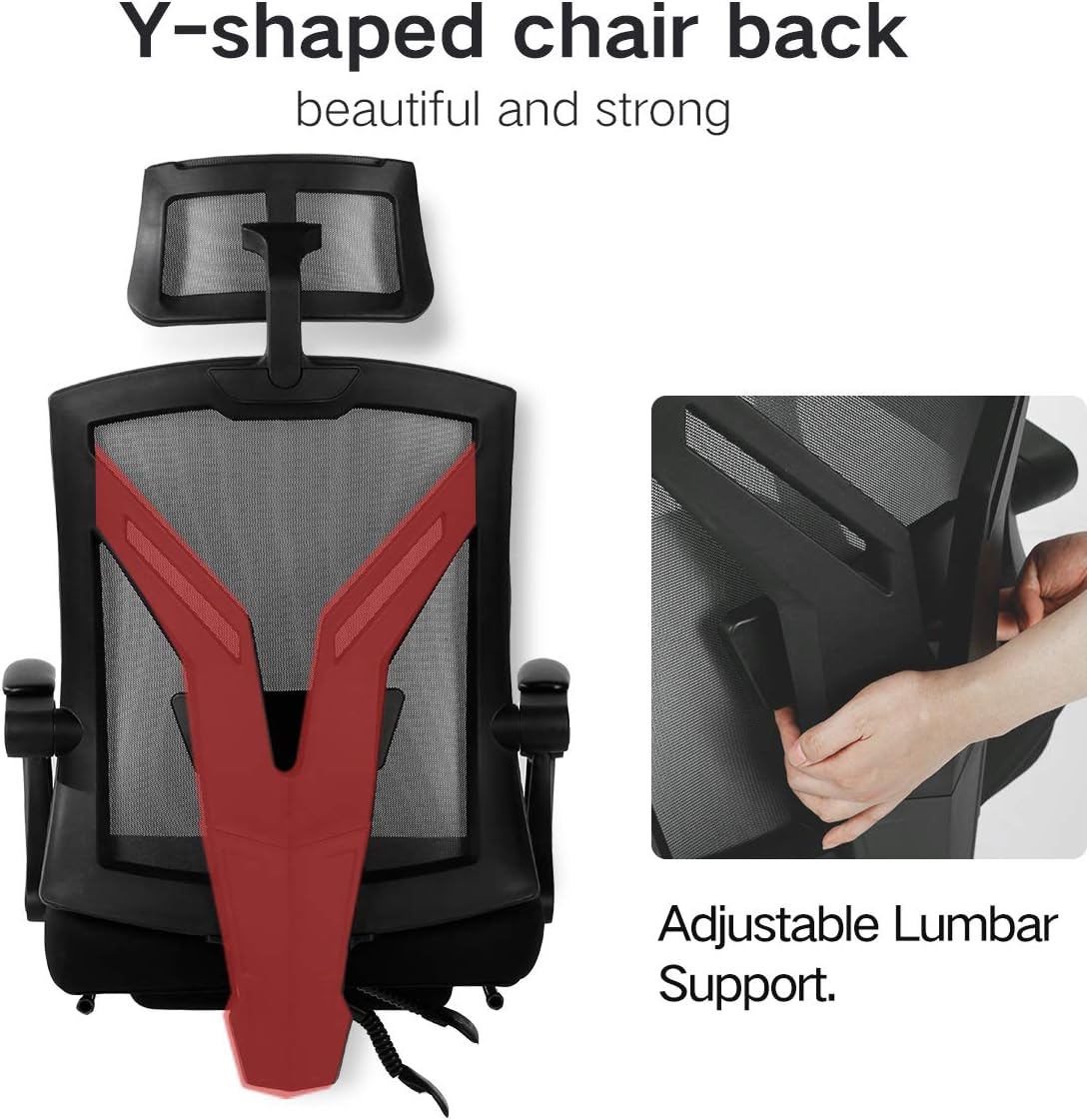 Hbada Ergonomic Office Chair High Back Desk Chair Recliner Chair with Lumbar Support Height Adjustable Seat