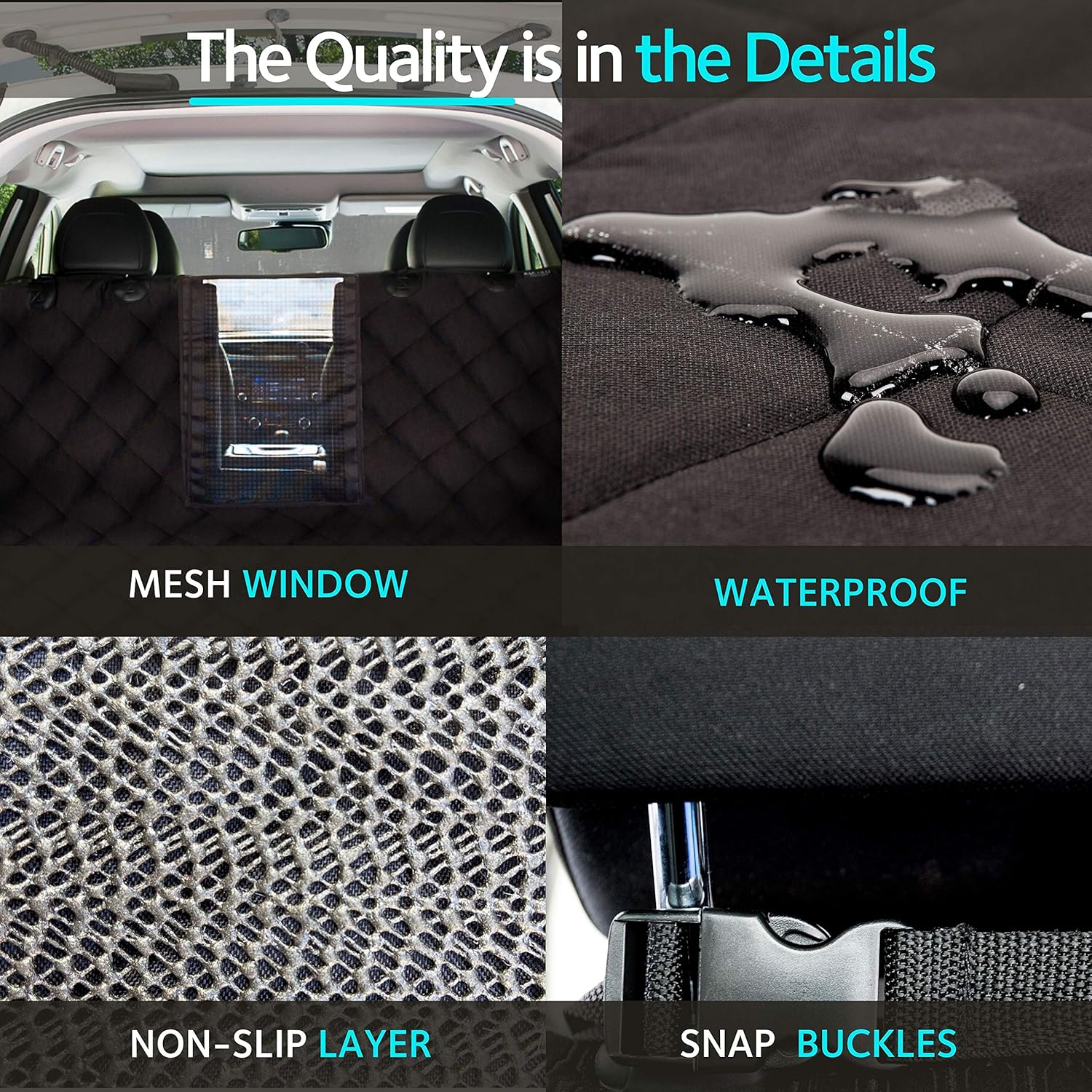 KULULU SUV Cargo Liner for Dogs, Heavy Duty Waterproof Non Slip Durable Liner, Mesh Window for Stress Free Travel