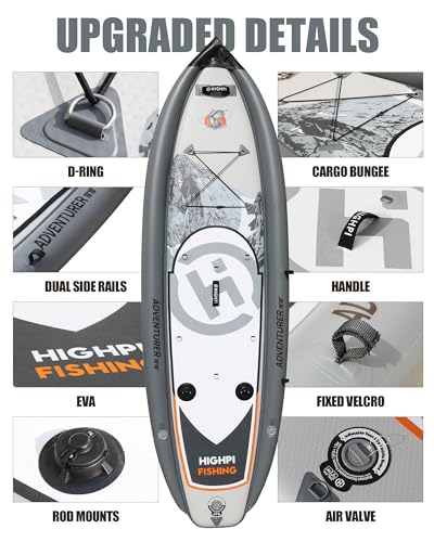 Highpi Inflatable Stand Up Paddle Board 11'x33''x6''W Premium SUP Accessories, Backpack, Wide Stance, Surf Control, Non-Slip Deck, Leash