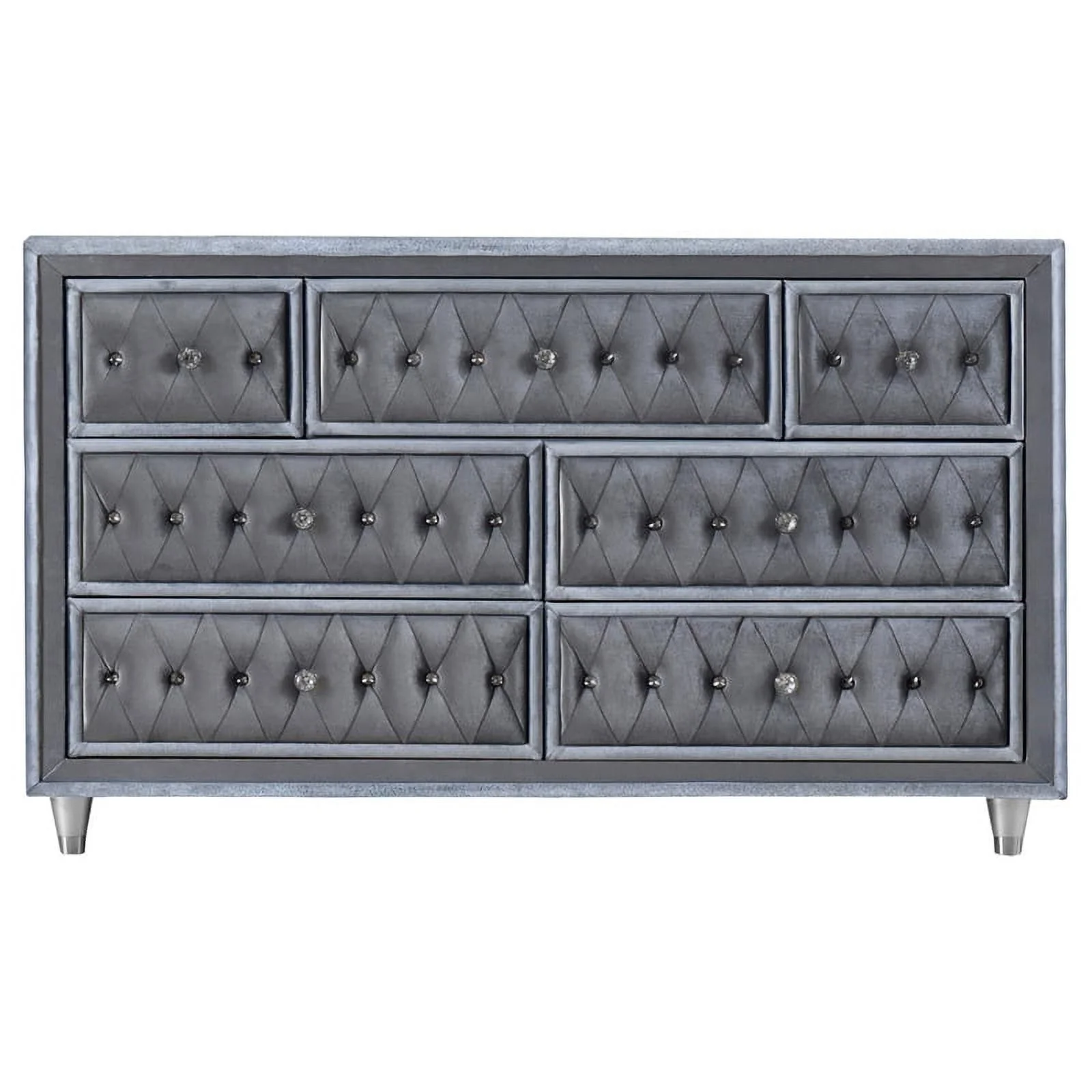 Maklaine 4-Piece Velvet Upholstered Tufted Queen Bedroom Set in Gray