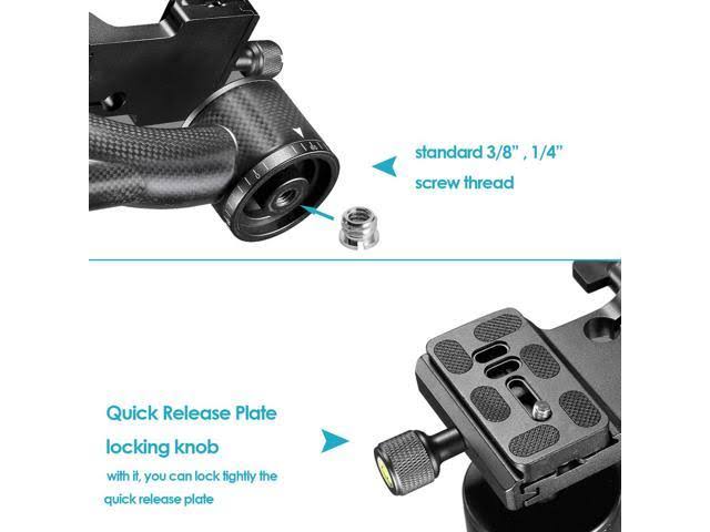 Neewer Professional Heavy Duty Carbon Fiber 360 Degree Panoramic Gimbal Tripod Head with Arca-Swiss Standard 1/4 inch Quick Rele