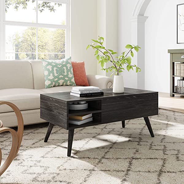 WLIVE Wood Lift Top Coffee Table with Hidden Compartment and Adjustable Storage Shelf, Lift Tabletop Dining Table for Home Living Room, Office