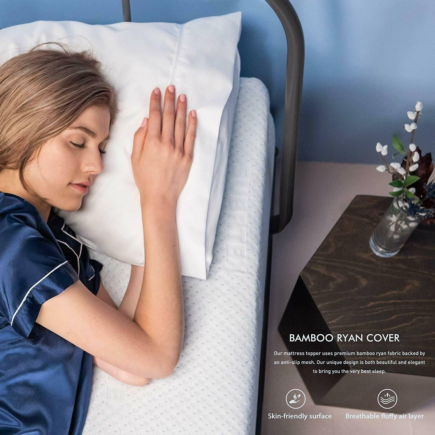 Subrtex 2,3, or 4 Inches Gel-Infused Memory Foam Bed Mattress Topper - Queen- with Cover - 2 inch
