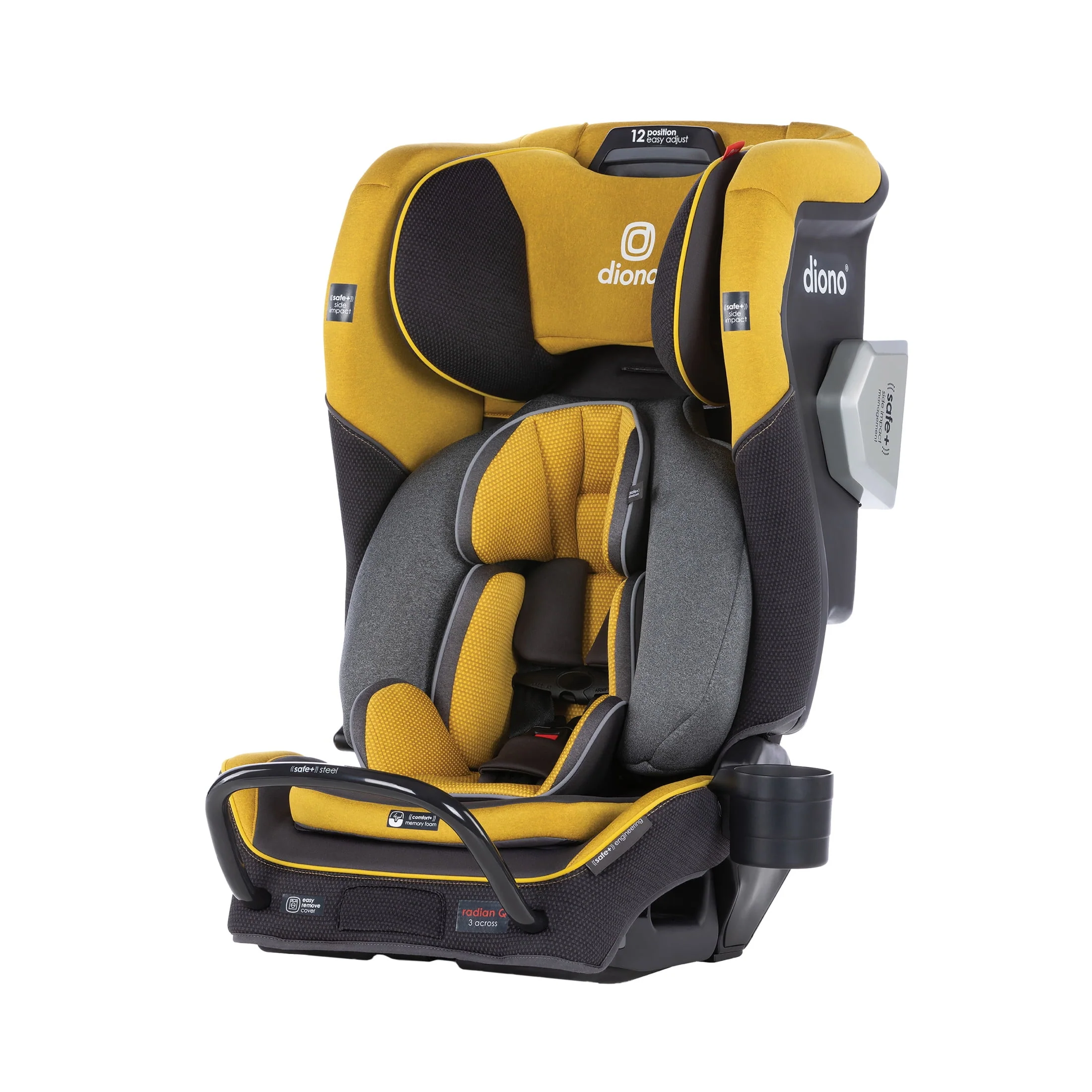 Diono Radian 3QXT SafePlus All-in-One Convertible Car Seat, Slim Fit 3 Across, Red