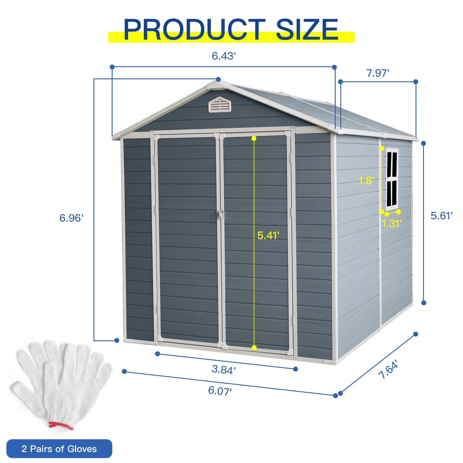 Outdoor Storage Shed 6x8 FT, Plastic Resin Garden Shed for Tools,Garbage Can,Waterproof Outside Shed with Floor and Lockable Door for Backyard, Patio