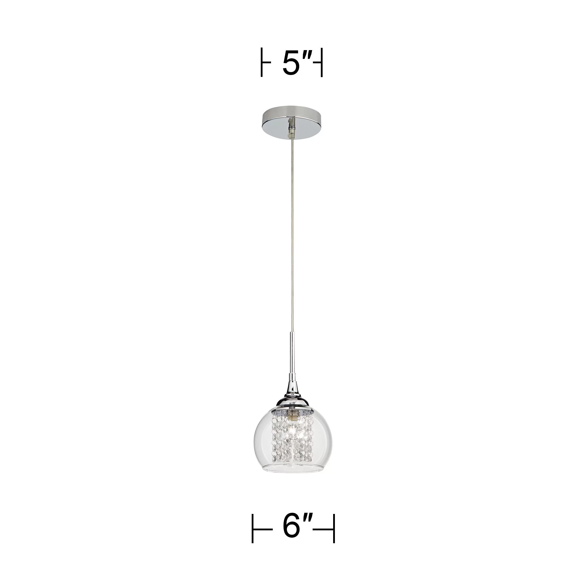 Possini Euro Design Chrome Mini Pendant 6" Wide Modern Faceted Crystal Strands Clear Glass Shade Fixture for Dining Room Living Foyer Kitchen Island