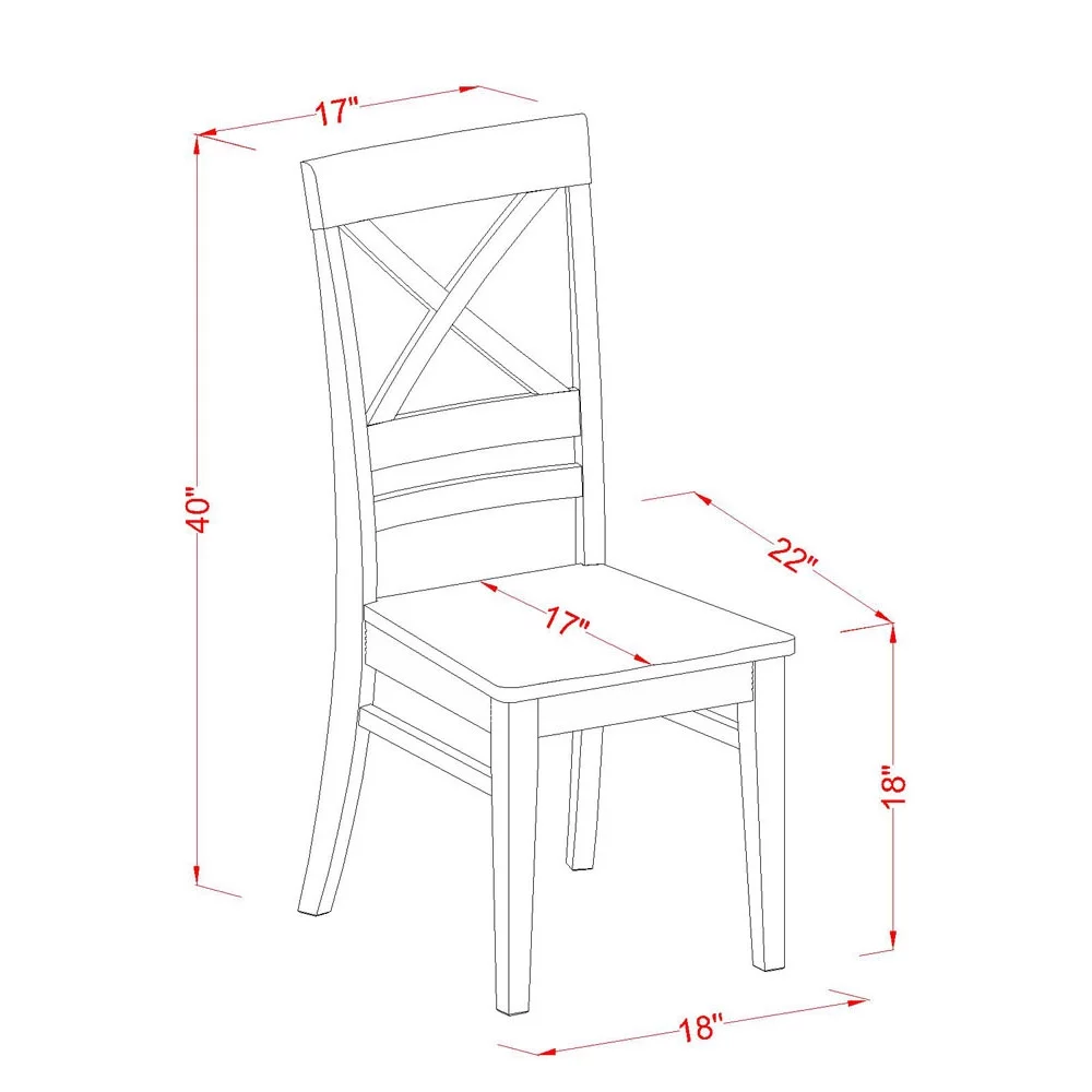 East West Furniture Dover 9-piece Wood Dining Table and Chair Set in Cherry