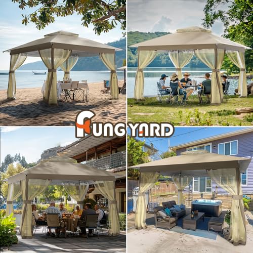 Outdoor Pop Up Gazebo 10x10 - Instant Canopy Tent with Mosquito Nettings