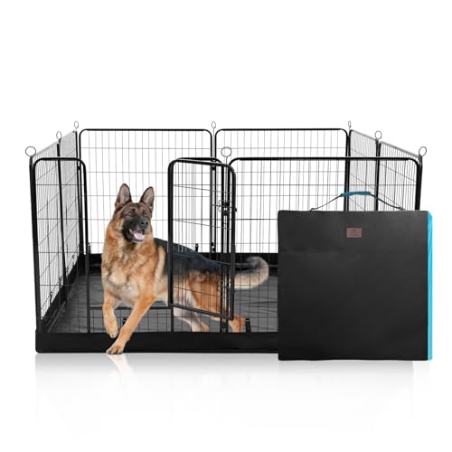 PJYuCien Dog Playpen Plus Storage Bag, 32" H 8 Panels Puppy Pen with Square Bottom, Heavy Duty Dog Fence for Puppies/Small Dogs