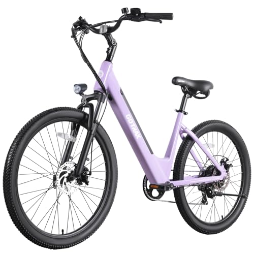 Gotrax Dolphin 26" Electric Bike, Max Range 30Miles(Pedal-assist1) & 20Mph Power by Peak 500W, 5 Pedal-Assist Levels & Front Suspension