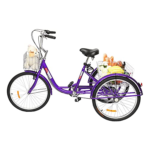 PEXMOR Adult Tricycle 7 Speed, 24/26 Inch 3 Wheel Bikes Tricycle for Adults, Adult Trike for Women/Men/Seniors