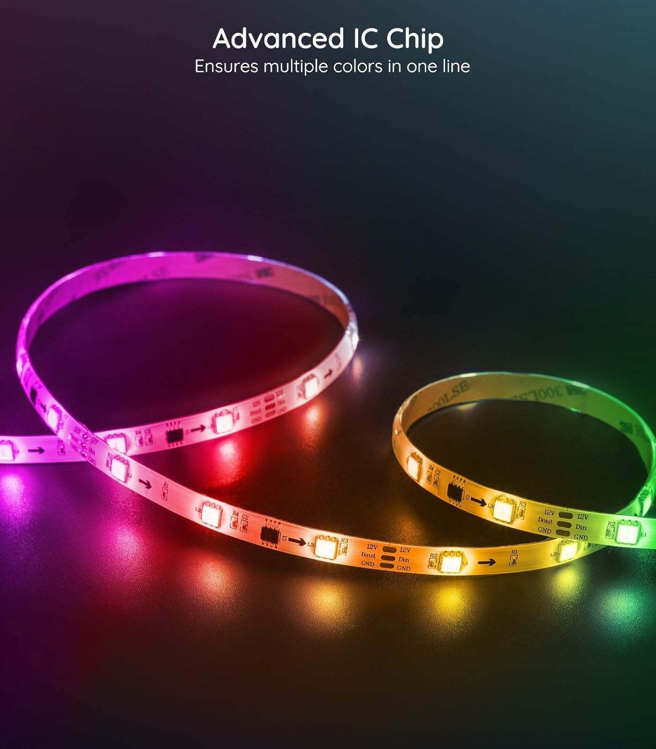Govee 32.8ft RGBIC LED Strip Lights, WiFi Color Changing LED Lights Segmented Control, Work with Alexa and Google Assistant