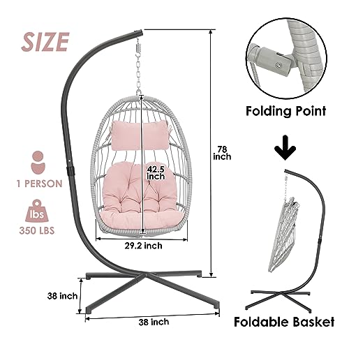 Yechen Hanging Egg Chair with Stand and Footrest for Indoor Outdoor