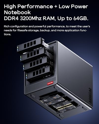 WTR PRO AMD R7 5825U 4-Bays Desktop NAS,32GB DDR4 RAM, 1TB PCIE3.0 M.2 NVME SSD with 2 x 2.5GbE i226-V Chip