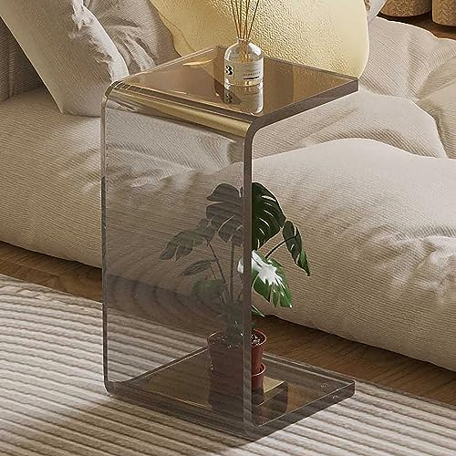 C Shaped Side Table, Acrylic Coffee Table, Unique and Stylish Piece for Living Room, Minimalistic Design (Color : C