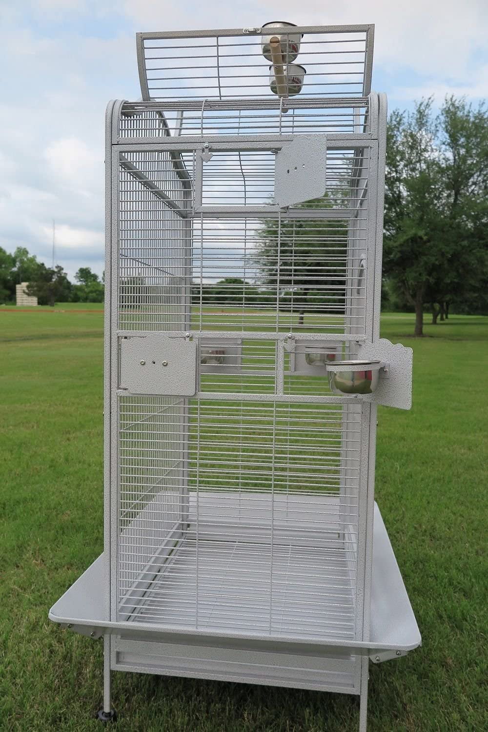 Extra Large 28" x 22" x 59"H Elegant and Durable Wrought Iron Open Play Top Stand Perch for Macaw Cockatoo Cockatiels African Grey Amazon Parrot