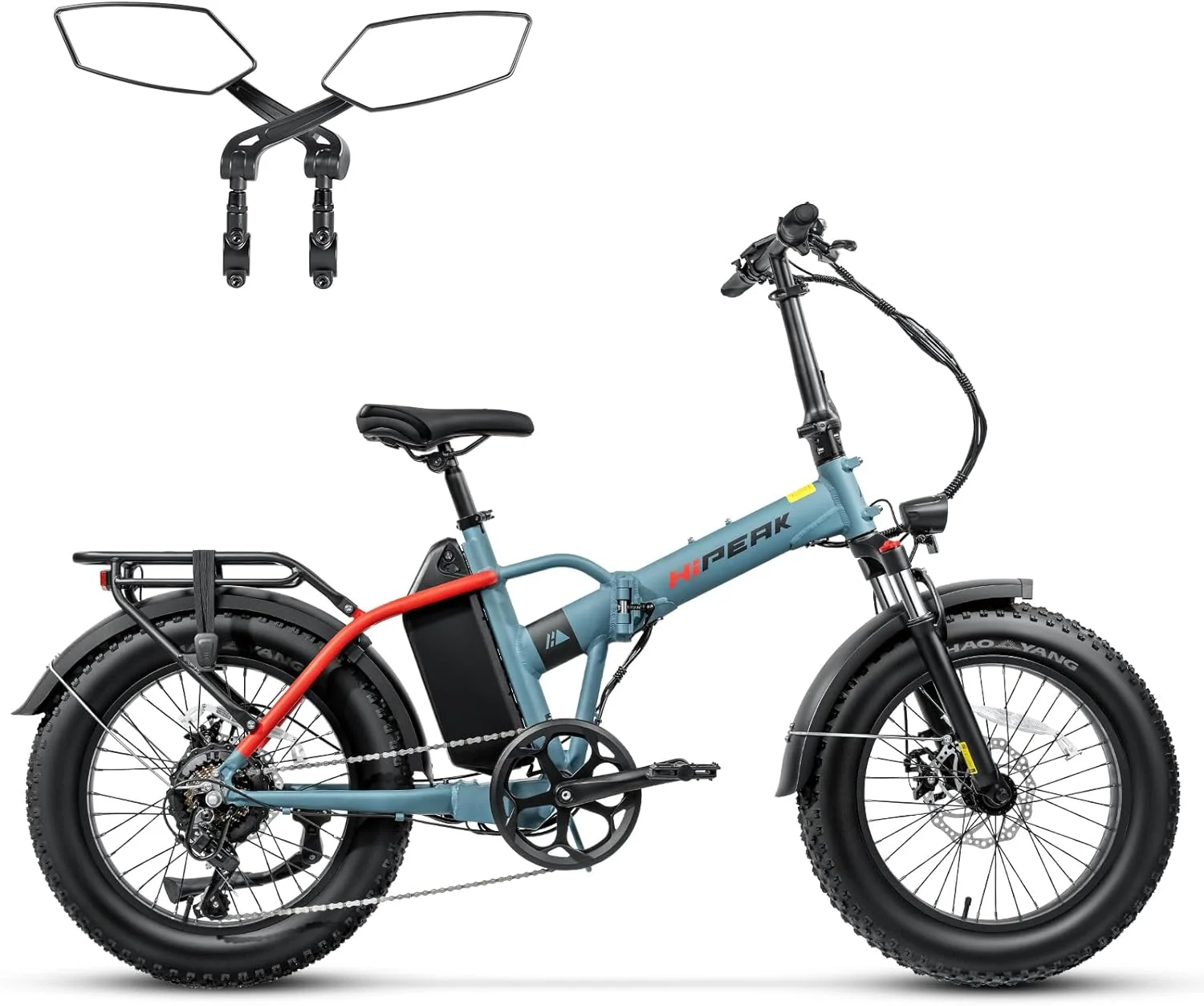 Hipeak 750W Electric Bike for Adults Folding Ebike 48V 15Ah 20" x 4.0" Fat Tire Electric Bike with Removable Battery