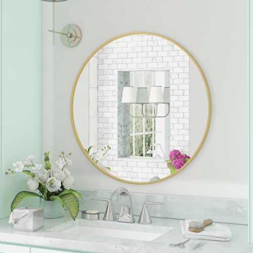 Gold Circle Wall Mirror 36 Inch Round Wall Mirror for Entryways, Washrooms, Living Rooms and More (Gold, 36")