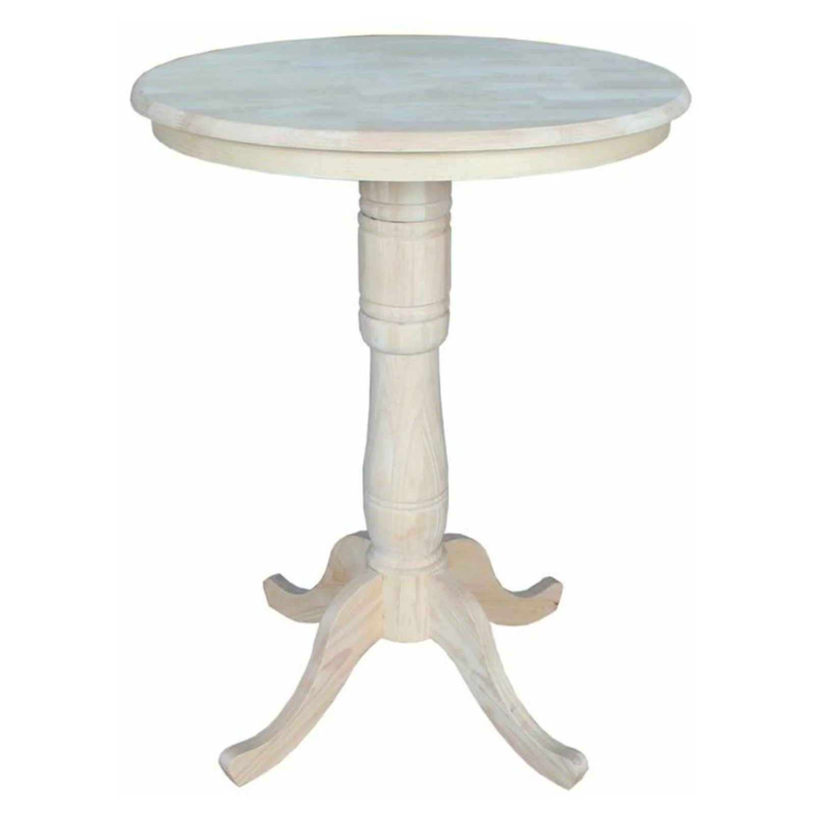 International Concepts 30" Round Top Natural Wood Bar Table in Unfinished