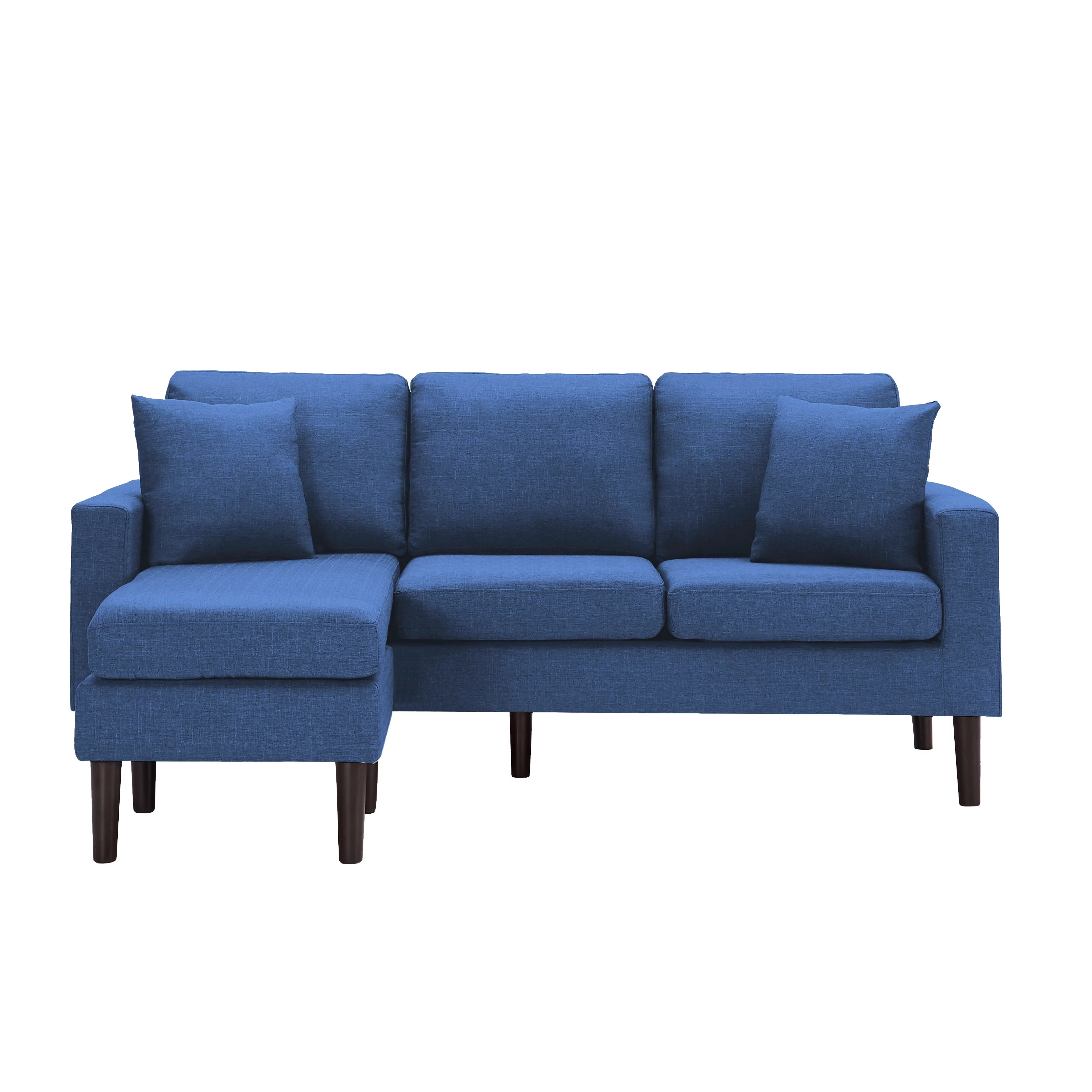 BSHTI 72 inch L-Shape Sectional Sofa, Left Hand Facing Couch with Two Pillows, Reversible Sectional Sofa Couch for Small Space(Navy Blue)