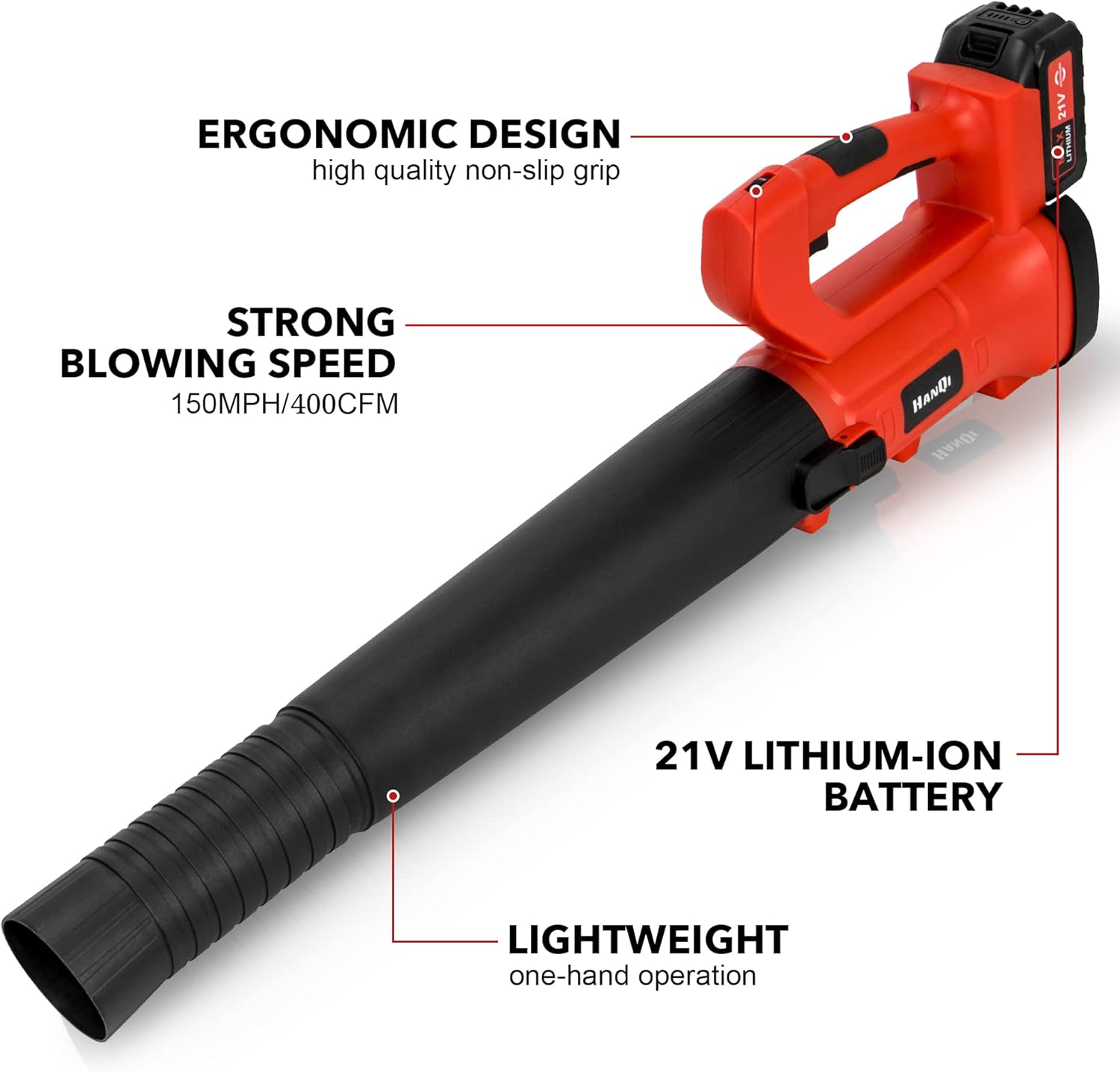 Cordless Leaf Blower 400CFM 6-Speed 150 MPH with Two 4.0Ah Battery & Charger Electric Handheld Leaf Blower for Lawn Care Sweeping Snow and Surface
