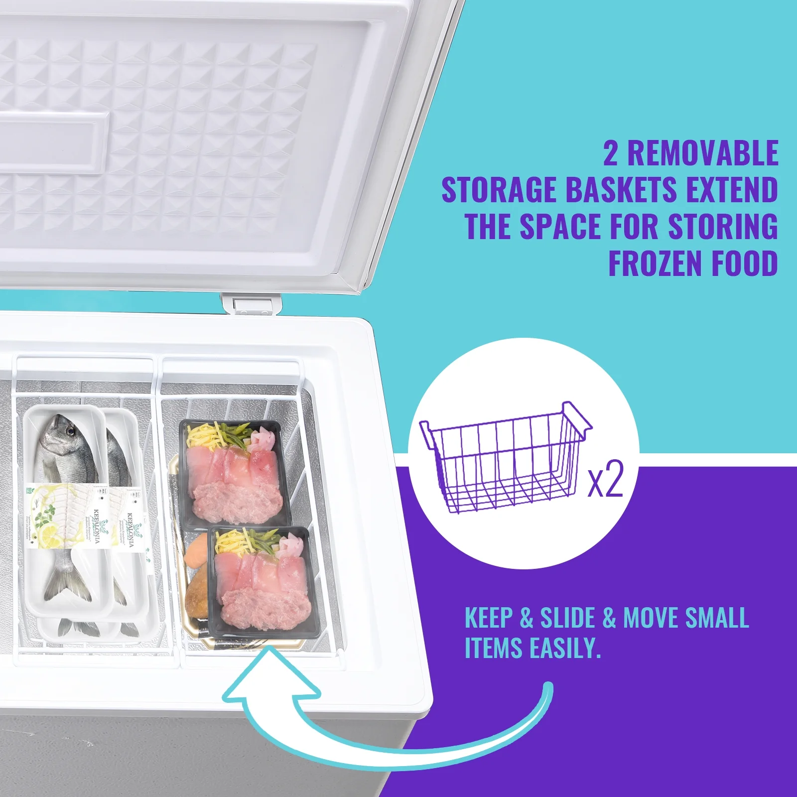 DEMULLER 4.0 Cu.ft Deep Freezer Top Open Door Compact Freezer with Two Removable Storage Baskets