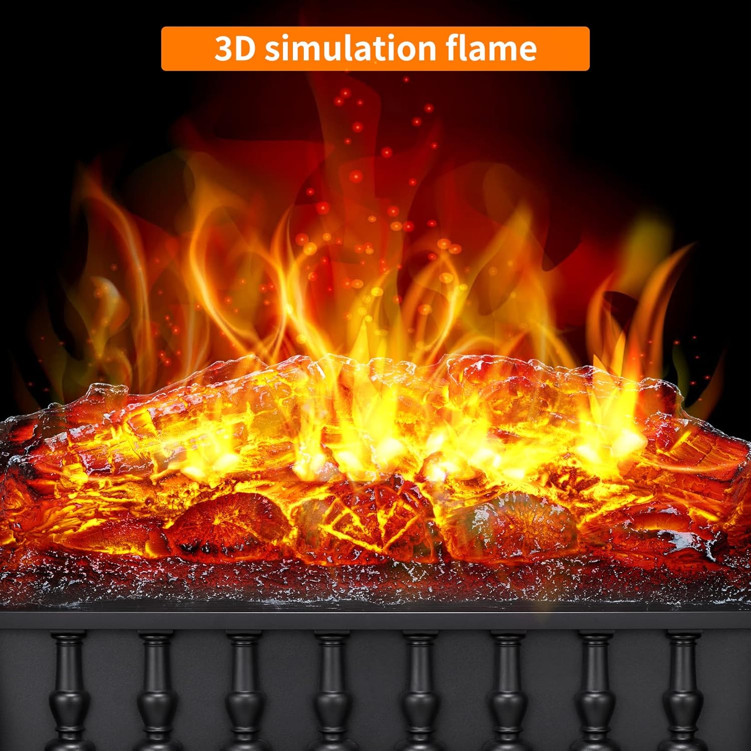 XGRASS Electric Fireplace Log Heater 21 Inch Infrared Quartz Electric Fireplace Remote Control, Realistic Flame Effect, Overheating Protection