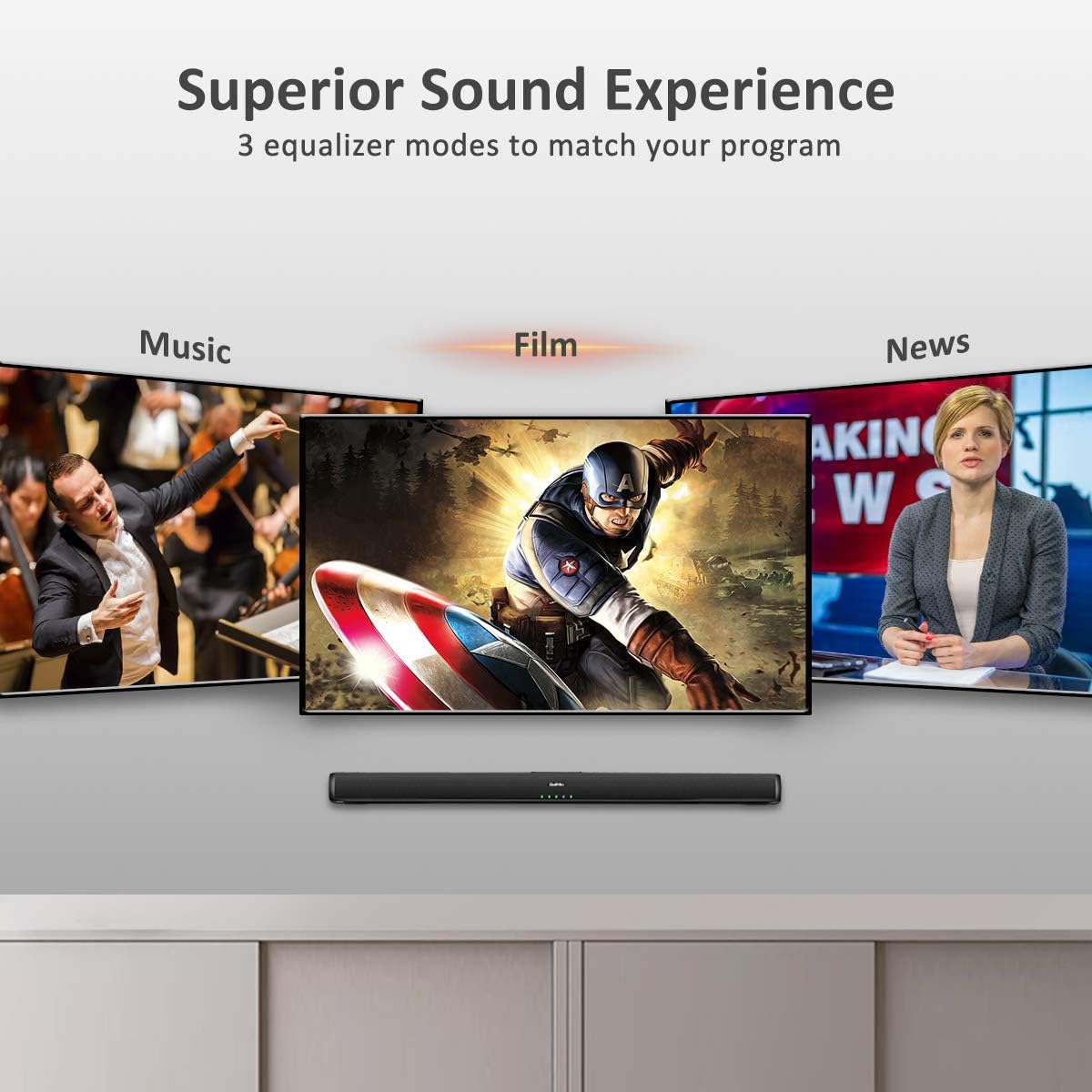 Saiyin Sound Bars for TV with Subwoofer, 100W Soundbar 2.1 CH Surround Sound System, DSP Home Theater Audio, Bluetooth 5.0/Optical/RCA Connectivity