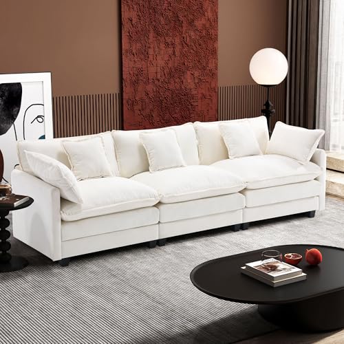 Ihanherry 111.4" U Shaped Modern Cloud Sofa Modular Sectional Couch with 2 Ottoman, 5-Seat Chenille Deep Seat Sofa with Pillow for Living Room