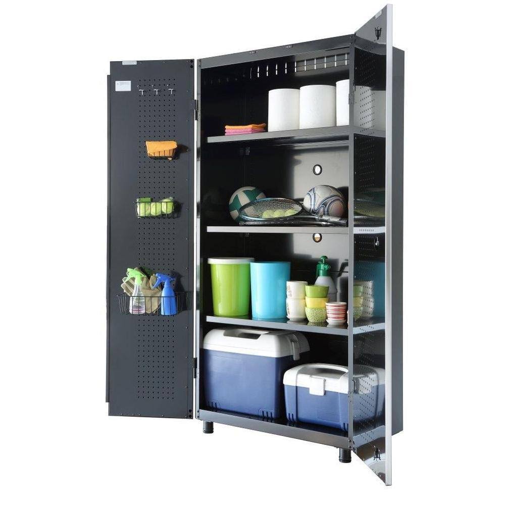 Husky 48 in. W x 72 in. H x 18 in. D Steel Garage Floor Cabinet, Black