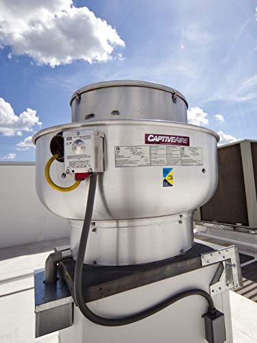 CAPTIVE-AIRE Restaurant Canopy Hood Grease Rated Exhaust Fan- High Speed Direct Drive Centrifugal Upblast Exhaust Fan with speed control- 19" -24.75"