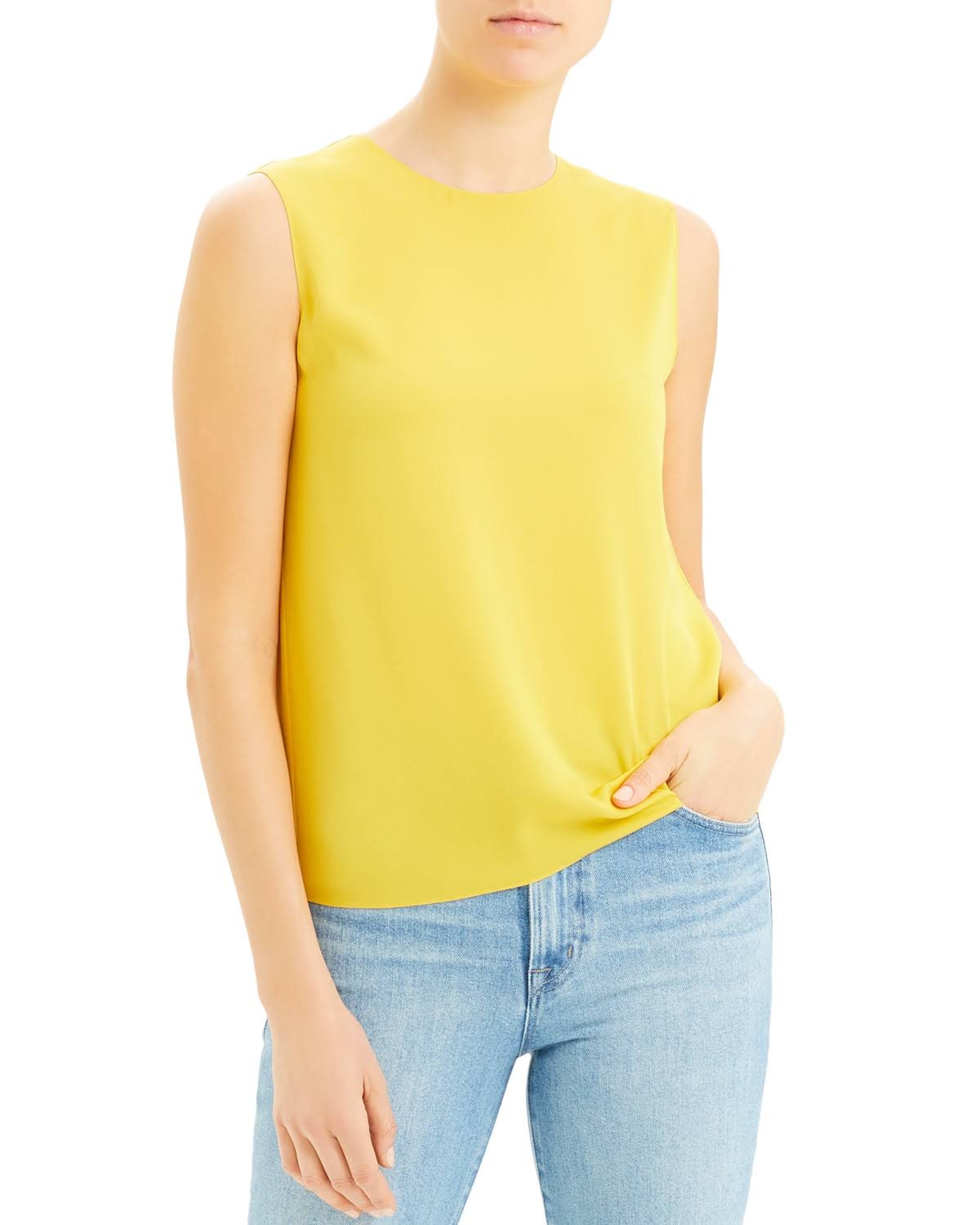 Theory Sleeveless Silk Stretch Top - Pink